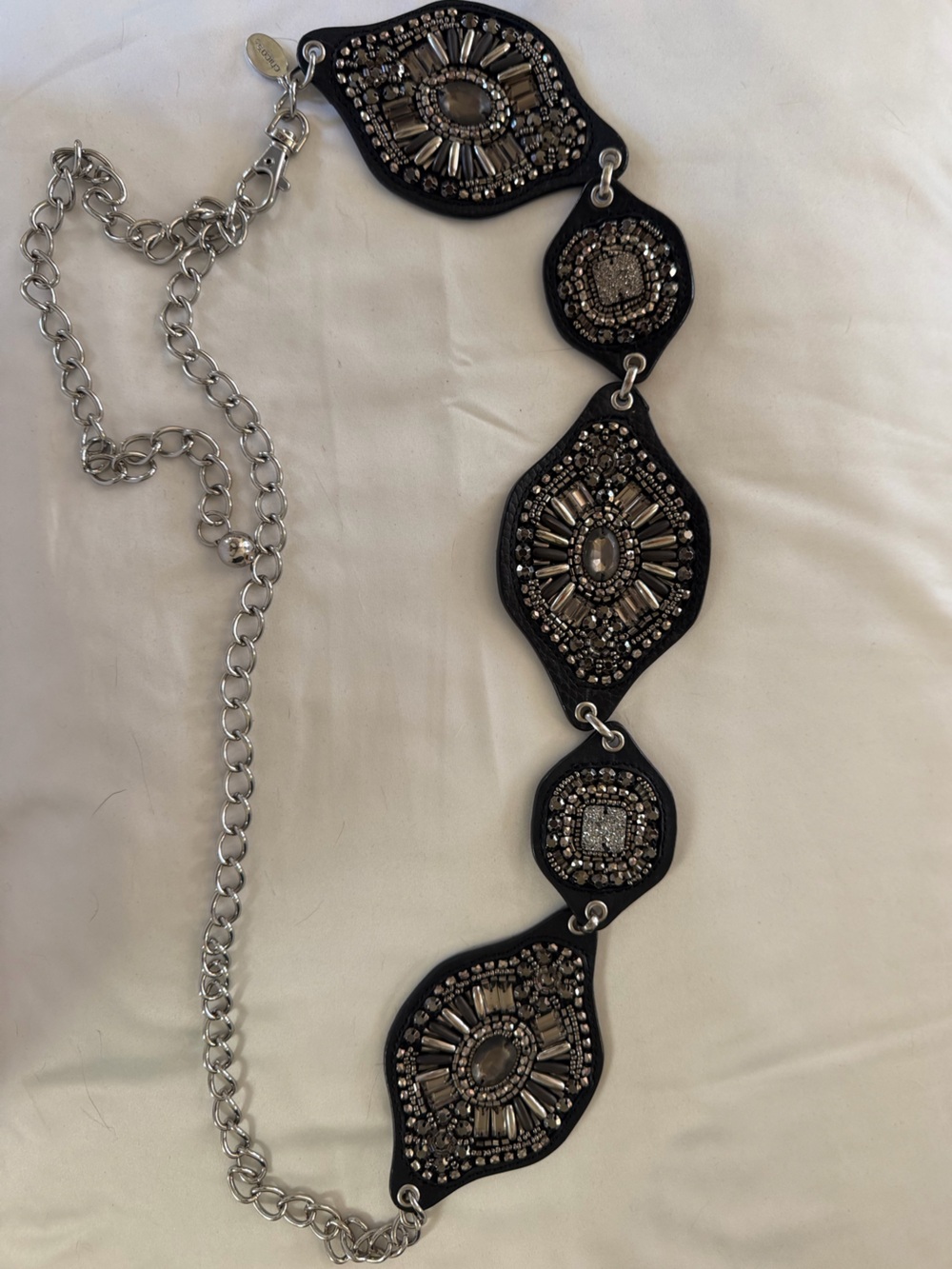 NWOT Chico’s Beaded Medallion Adjustable Chain Belt OSFM